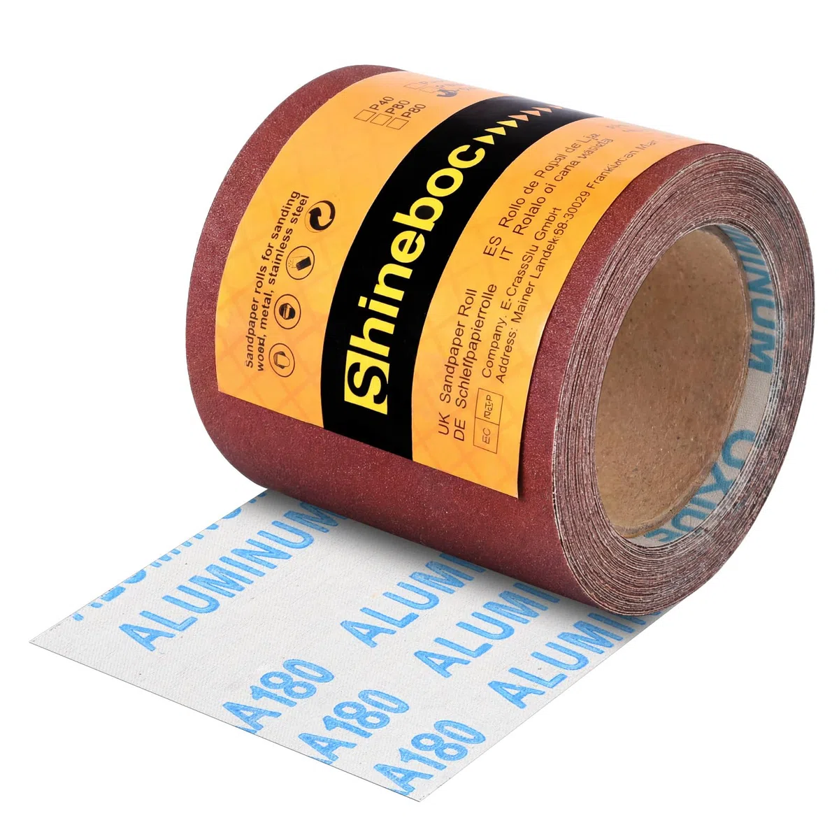 Rotolo di Carta Abrasiva Grana 180, 115 mm x 10 m Rotoli di Vetrata per Macinazione per Legno Metallo