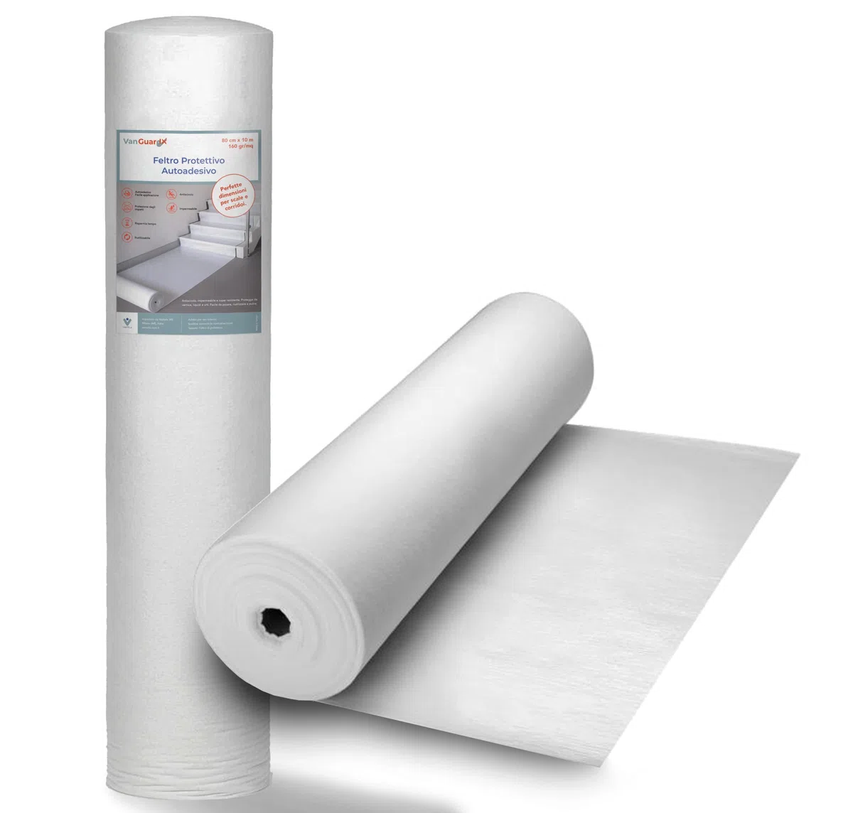 Protezione Pavimenti Feltro Autoadesivo | Copertura Temporanea per Ristrutturazione e Pittura | Antiscivolo e Impermeabile per Parquet, Piastrelle, Gres | 65 cm x 10 m (120 gr)