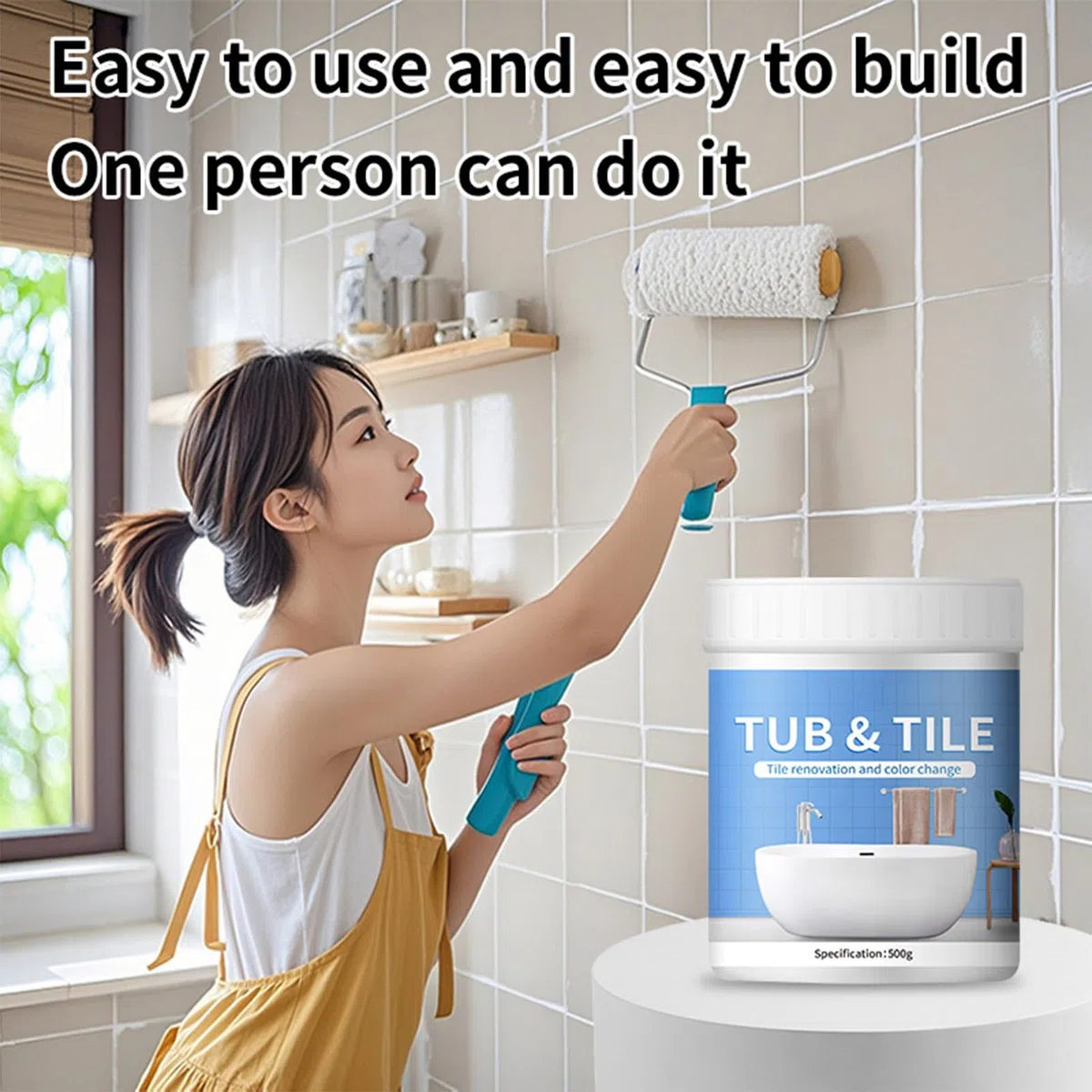 500g Vernice Per Vasca Da Bagno Bianca Ceramica, Tub & Tile Refinishing Kit, Pittura Per Piastrelle Bagno/ Cucina/ Doccia/ Porcellana/ Lavello/ Ceramica Rinnovo Del Colore E Copertura Superficiale