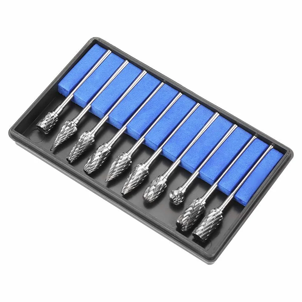 Wytino Lima rotativa in metallo Punta rotante inclusa,2.35 * 6mm 10pcs Frese in acciaio al carburo di tungsteno Lima rotante,Set di strumenti per intaglio del metallo,Accessori per utensili elettrici