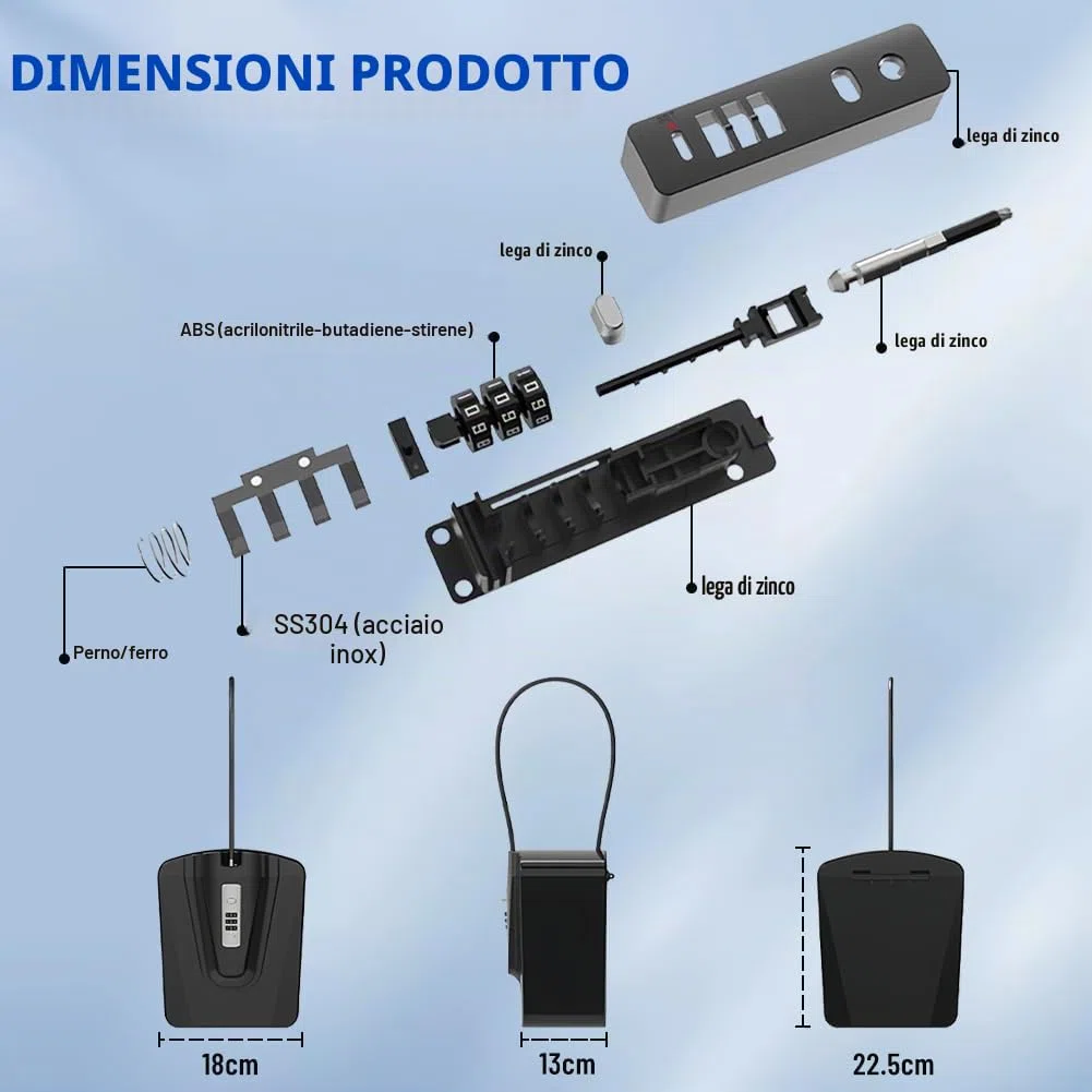 Flintronic Cassaforte Portatile, con Rimovibile Fune Metallica, Cassetta di Sicurezza Combinazione per Telefono, con Serratura a Combinazione, per Spiaggia Auto Ufficio Vacanze