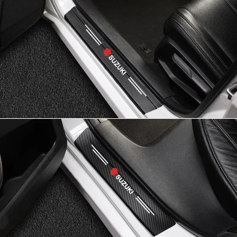 5 Pezzi Protezione Porta Soglia Sticker per Suzuki Vitara 2015-2022 2023 2024, Fibra Carbonio Auto Esterno Piastra Batticalcagno Battitacco Adesivi Soglie Porte