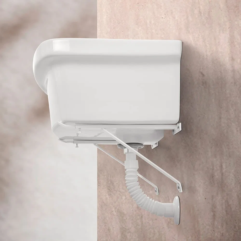 Coppia staffe per pilozzo e mensole a parete, regolabili da 28 a 46 cm, acciaio verniciato bianco (Lunghezza 28-46 cm)
