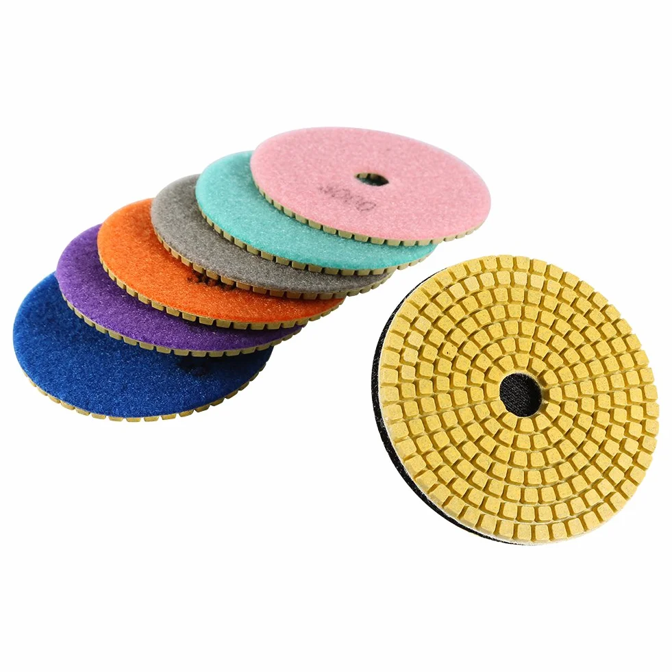 Tamponi Diamantati per Lucidatura Granito Marmo Cemento, Dischi Abrasivi 125mm per Levigatrice Orbitale e Trapano, Set 8 Pezzi Grana 50-3000 per Pietra e Ceramica