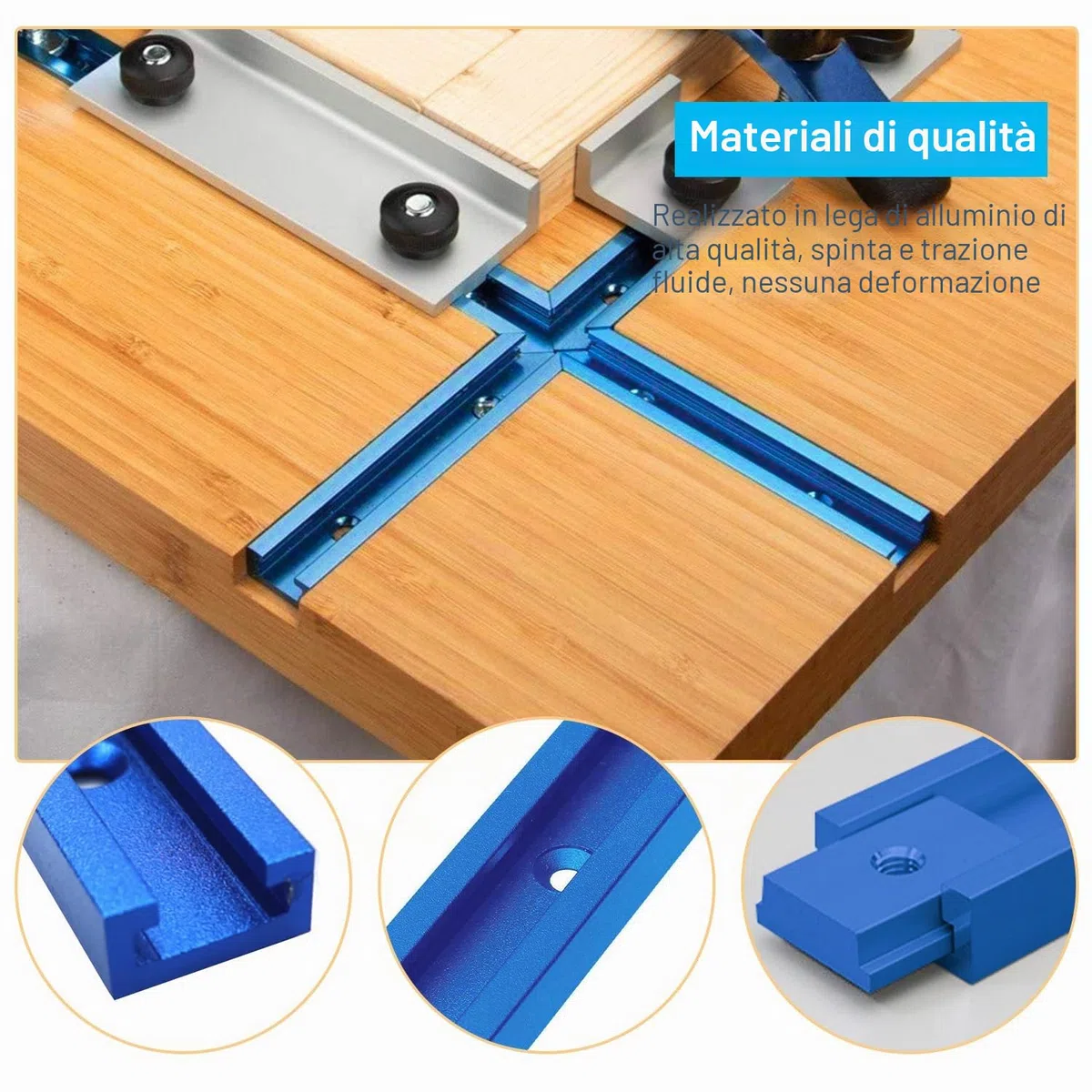 2 Pezzi 400 mm T-Track Profilo Alluminio, Lega Di Alluminio Mitra Track Jig Fixture Slot, 2 Manici M8, M8/M6 T Track Dado Scorrevole, per La Sega a Banco di la, Falegnameria