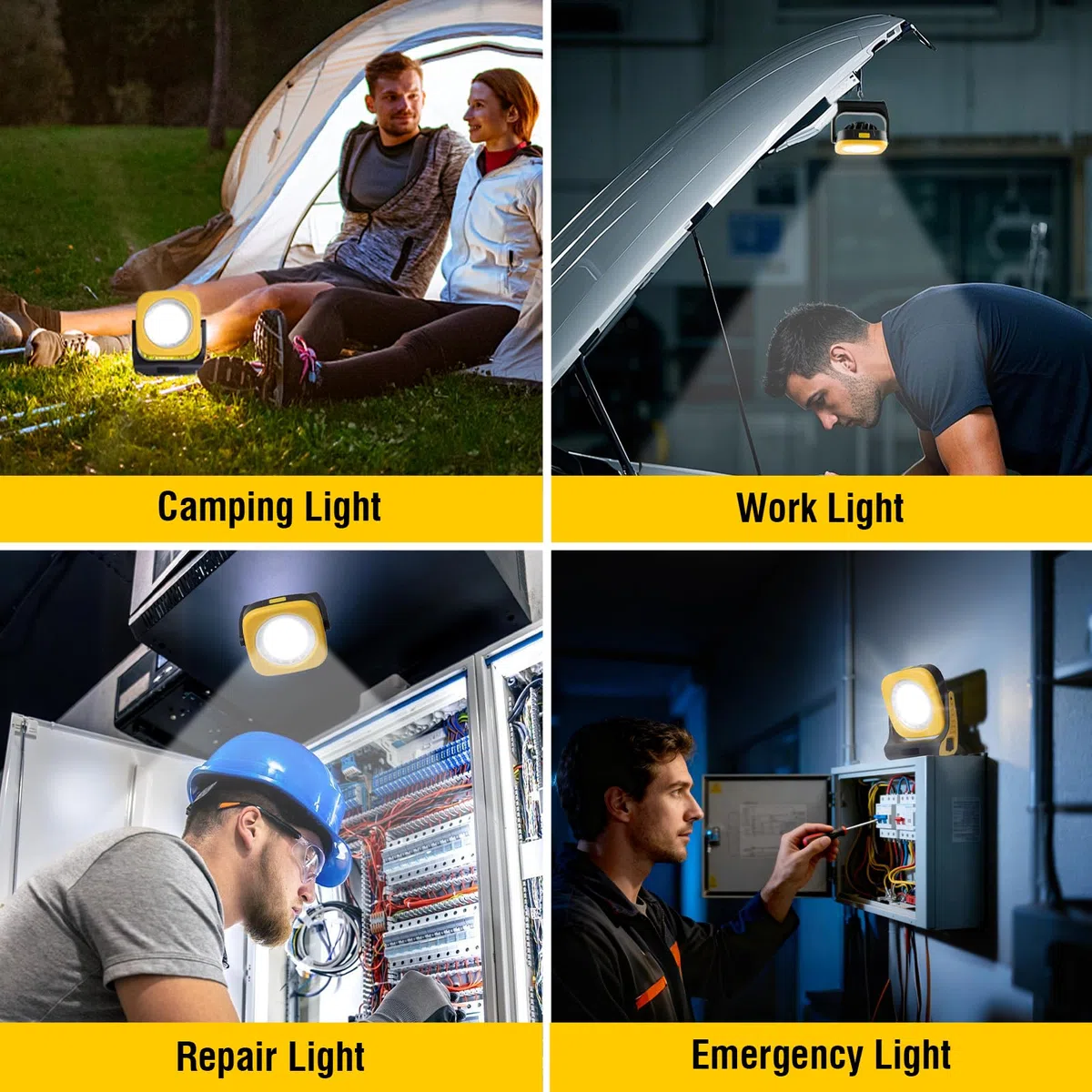 Lampada da Lavoro a LED Ricaricabile con Magnetico,Lunga Autonomia | 2 modalità, orientabile, 5000 mAh, 1000 LM, impermeabile, ideale per officine, riparazioni auto e cantieri