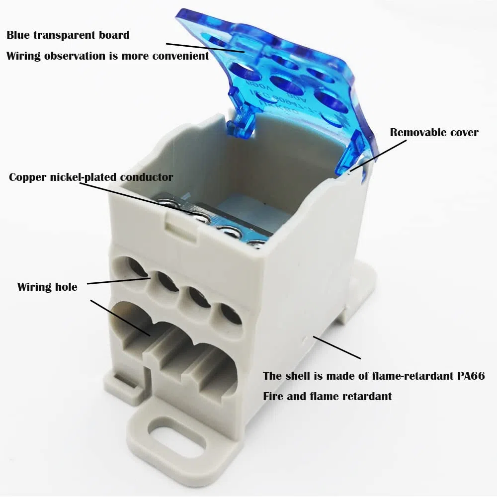 CTRICALVER Kit Morsettiera a Binario DIN, 2 pcs Scatola di Giunzione su Guida DIN 80A, 1 pcs C45 guida DIN, Con chiave esagonale