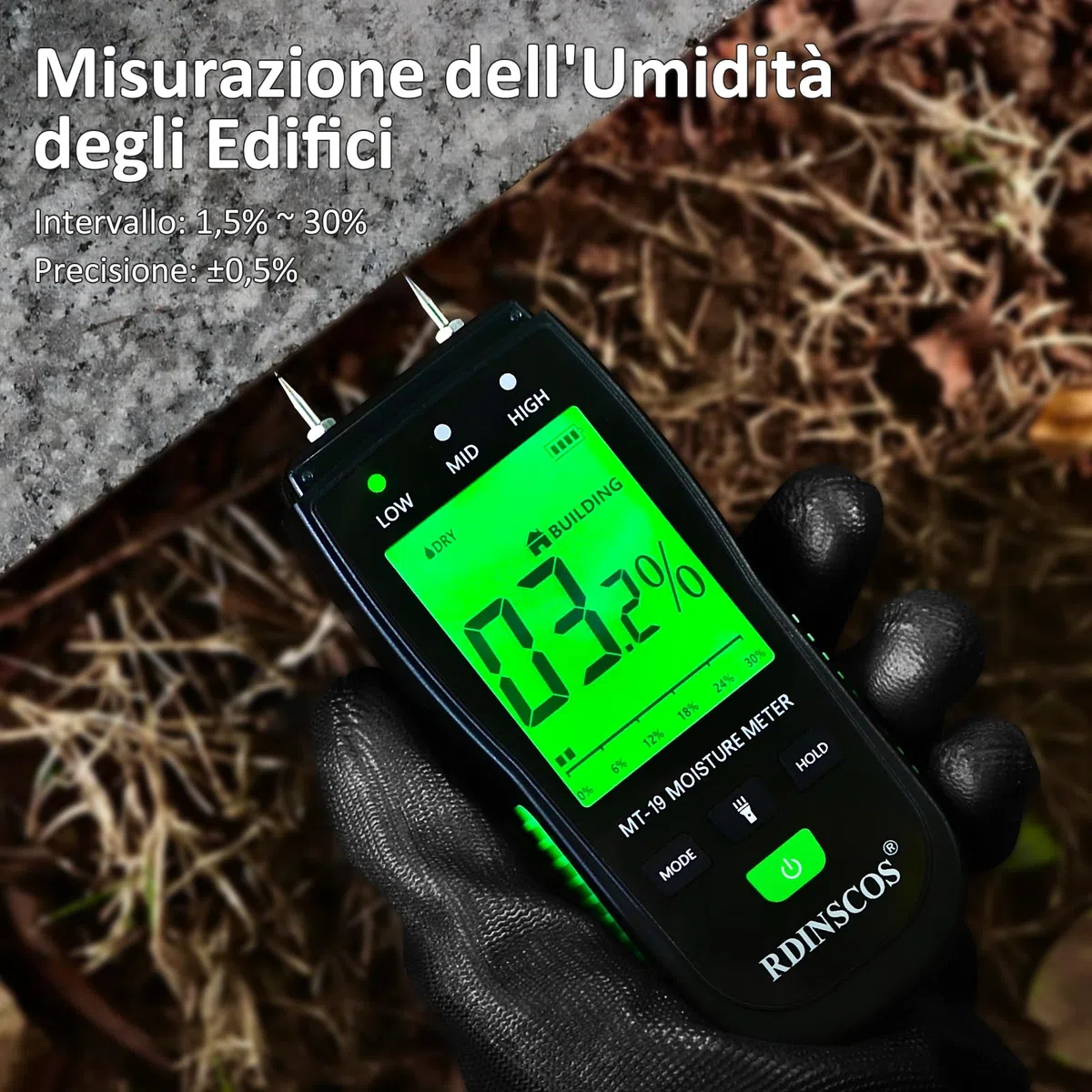 Misuratore di Umidità del Legno,Igrometro Digitale Professionale Rilevatore di Umidità per Legni