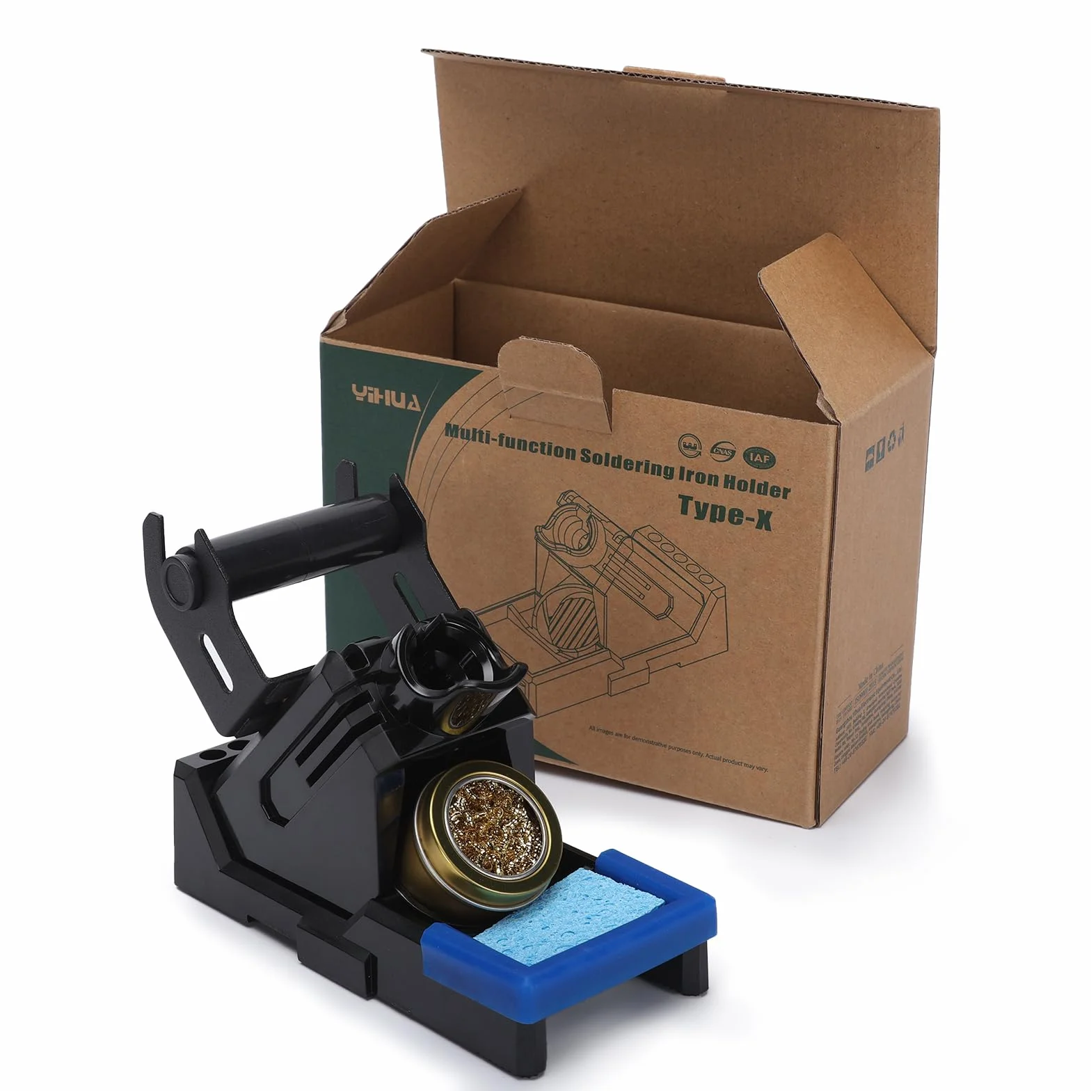 YIHUA X-2 Evolution Advanced - Supporto per saldatore resistente al calore e sistema di stoccaggio con supporto per bobine di saldatura, bordo protettivo, 5 scomparti per punte integrate