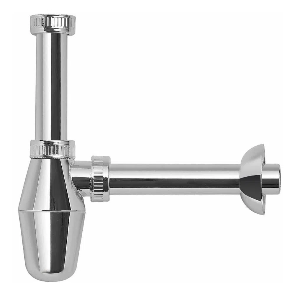 Schläfer 4396115 | Sifone in Abs 1 1/4 Cromato, Sifone a Bottiglia per lavabo e Bidet, Scarico Lavandino Universale, Sifone in Plastica Antiodore Cromo, Tubo Scarico Muro diam 32 mm.