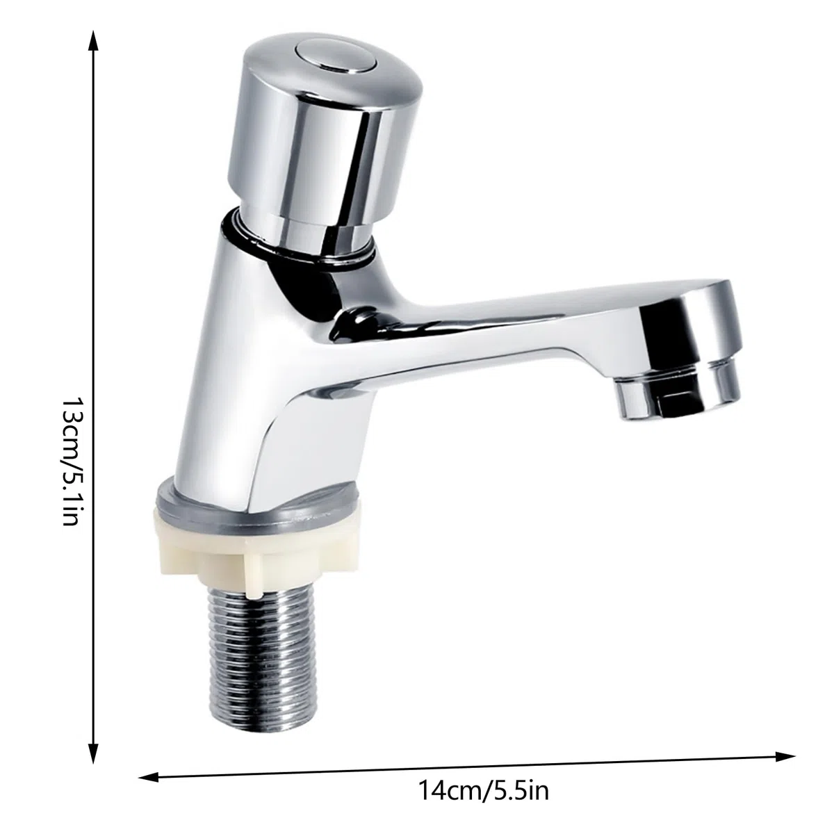 Rubinetto con Ritardo di Tempo di 4-6 Secondi, Rubinetto con Chiusura Automatica Filettata G1/2 Rubinetto con Ritardo di Tempo di Risparmio Cromato per Bagno della Cucina Pubblica