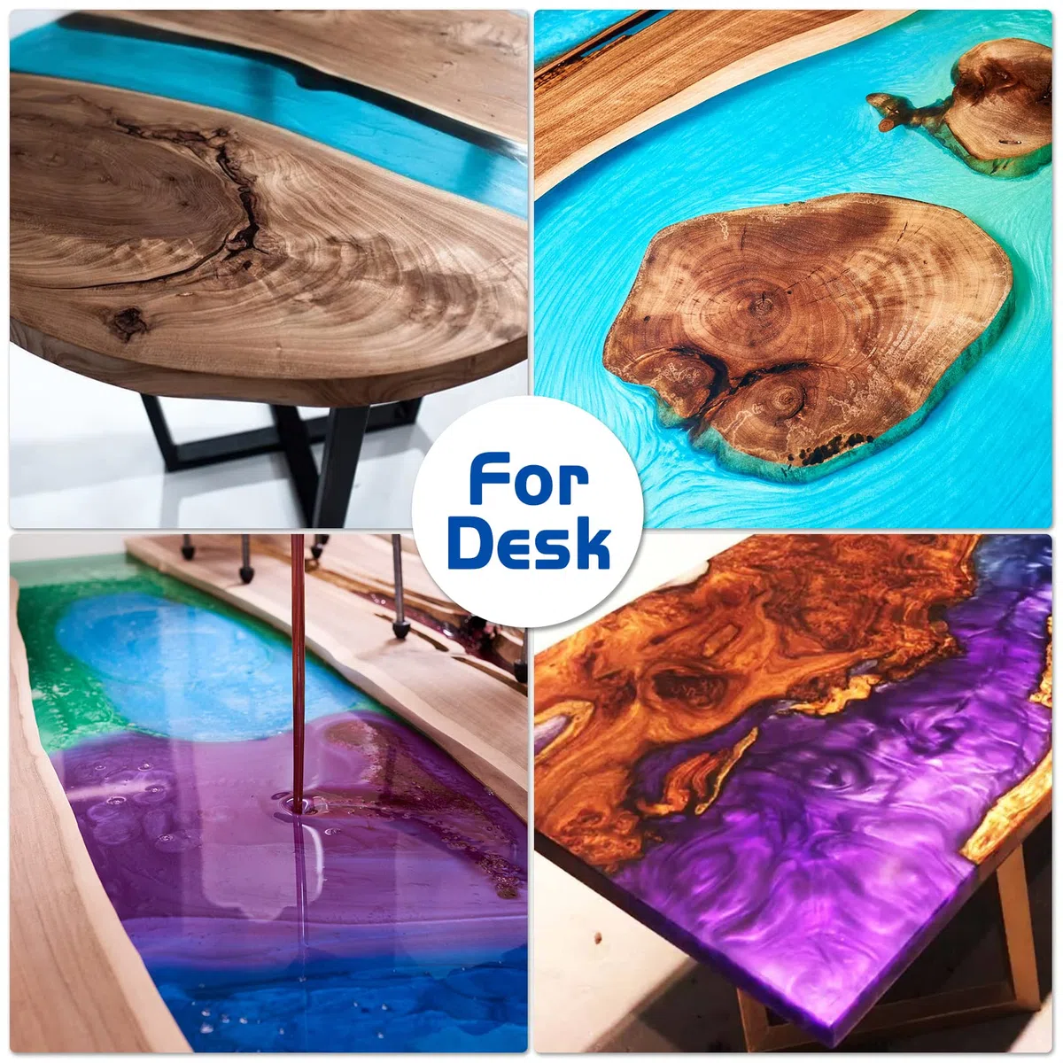 Kit di Resina Epossidica Trasparente - Resina Epossidica Trasparente Kit da 1 Gallone con Pigmento e Glitter, Miscela Facile e Cristallina per Tavoli da Fiume, Pavimenti, Colate Fai Da Te, ecc