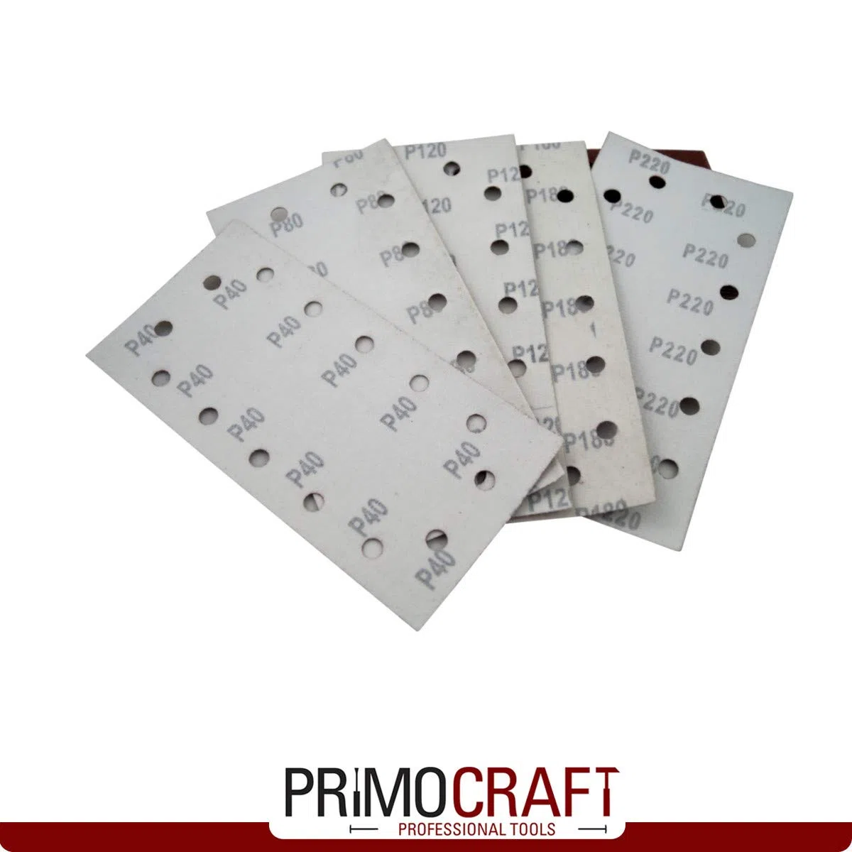 80 fogli di carta vetrata, 115 x 230 mm, per levigatrice orbitale, 14 fori, con a gancio e anello, grana 40/80/120/180/220, set di 80 fogli abrasivi