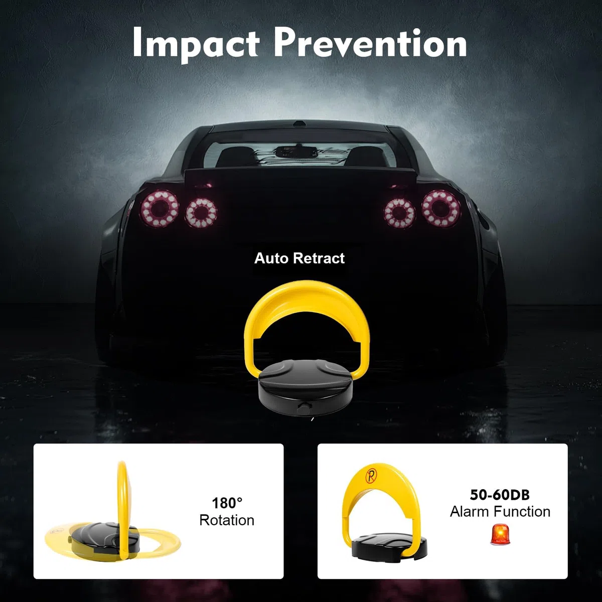 Dissuasore Parcheggio Elettrico a Telecomando, Barriera Automatica per Parcheggio Privato con Allarme e Sensori Parcheggio Auto Wireless, Anticollisione e Resistente agli Urti, IP67