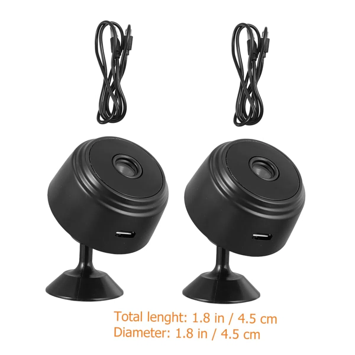 Videocamera Sicurezza Interna Wireless 1080p con Rilevamento e Fissaggio Magnetico in Plastica Nero 2 Pezzi per Sorveglianza Domestica