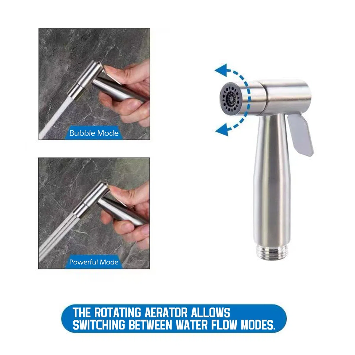 Bidet Portatile Kit Doccetta,Spruzzatore per WC con doppia modalità,doppio interruttore, in Acciaio Inossidabile, con Deviatore 2 Vie, con Tubo 1,5m e Supporto