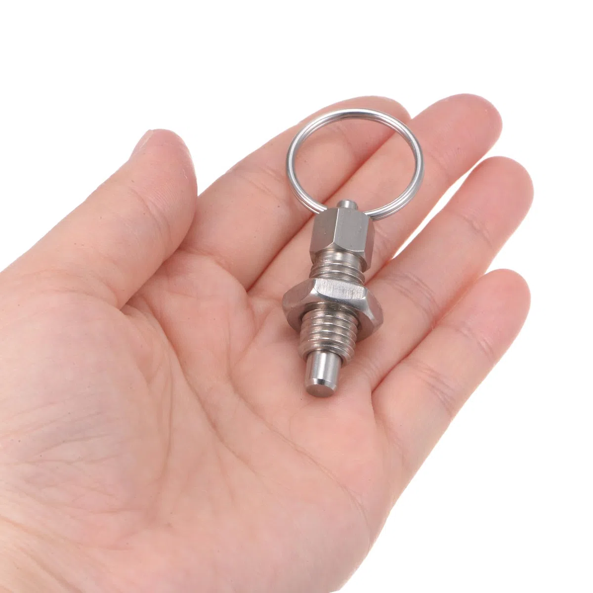 QUARKZMAN 4pz Spillo a Molla con Ring Trazione Dimensione Filettatura M10*1,5 Lunghezza 0,79" Dia Spillo 6mm Testa Piana Acciaio Inossidabile Spillo Bloccaggio Non-Retrattileper Industriali