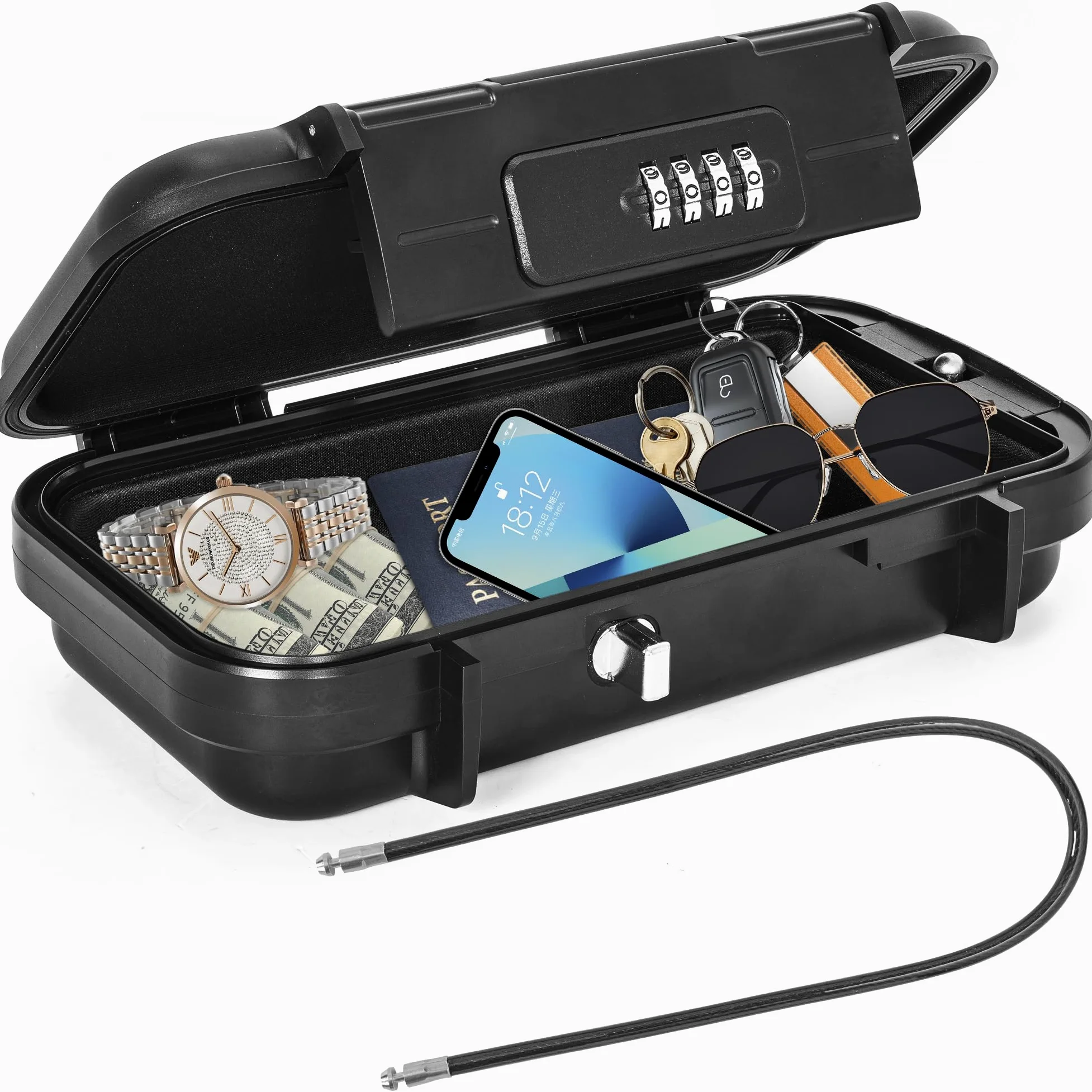 OUUTMEE Cassaforte portatile con lucchetto a combinazione
