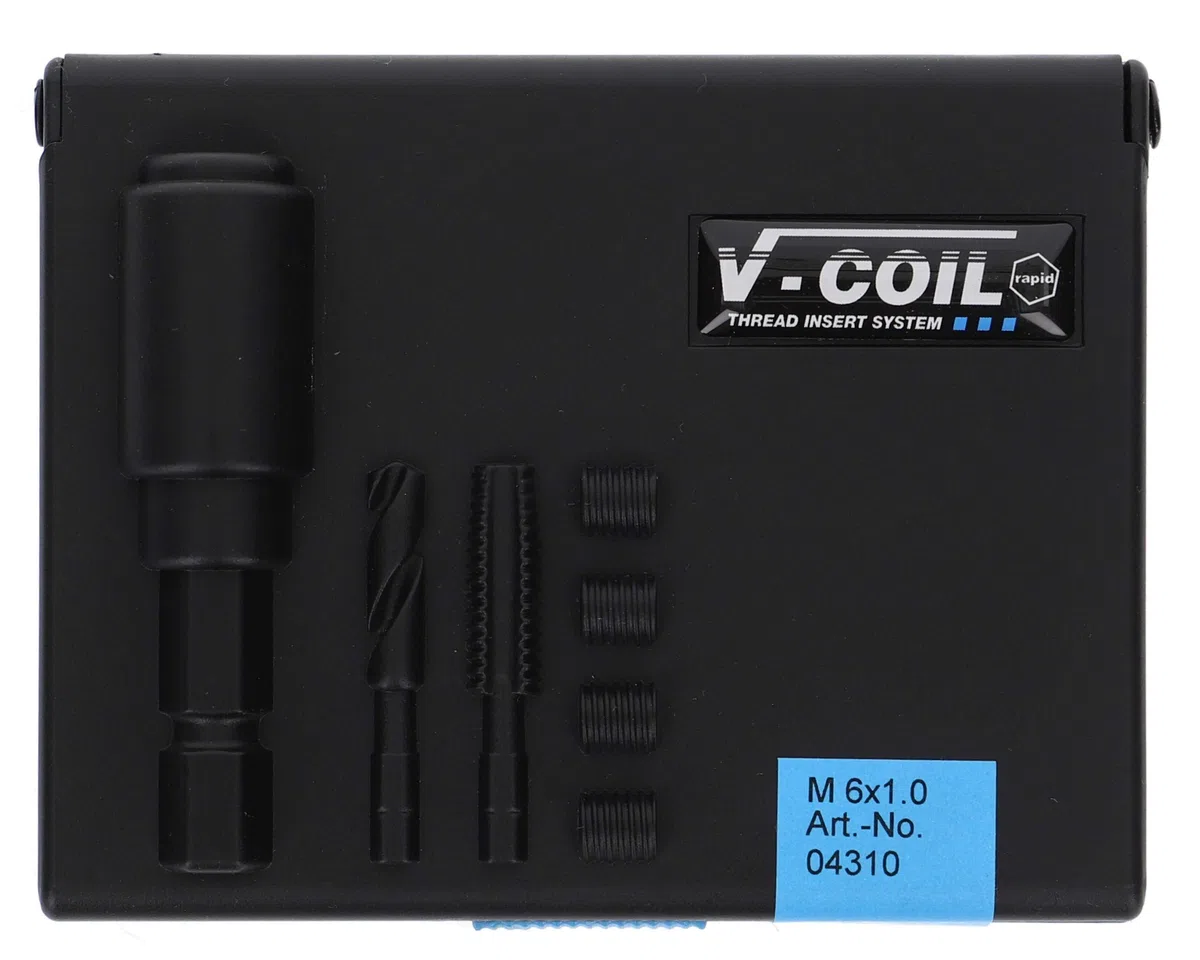V-Coil - Kit di riparazione rapida per filetti, utensili dotati di codolo esagonale da 1/4", 6 x 1 mm