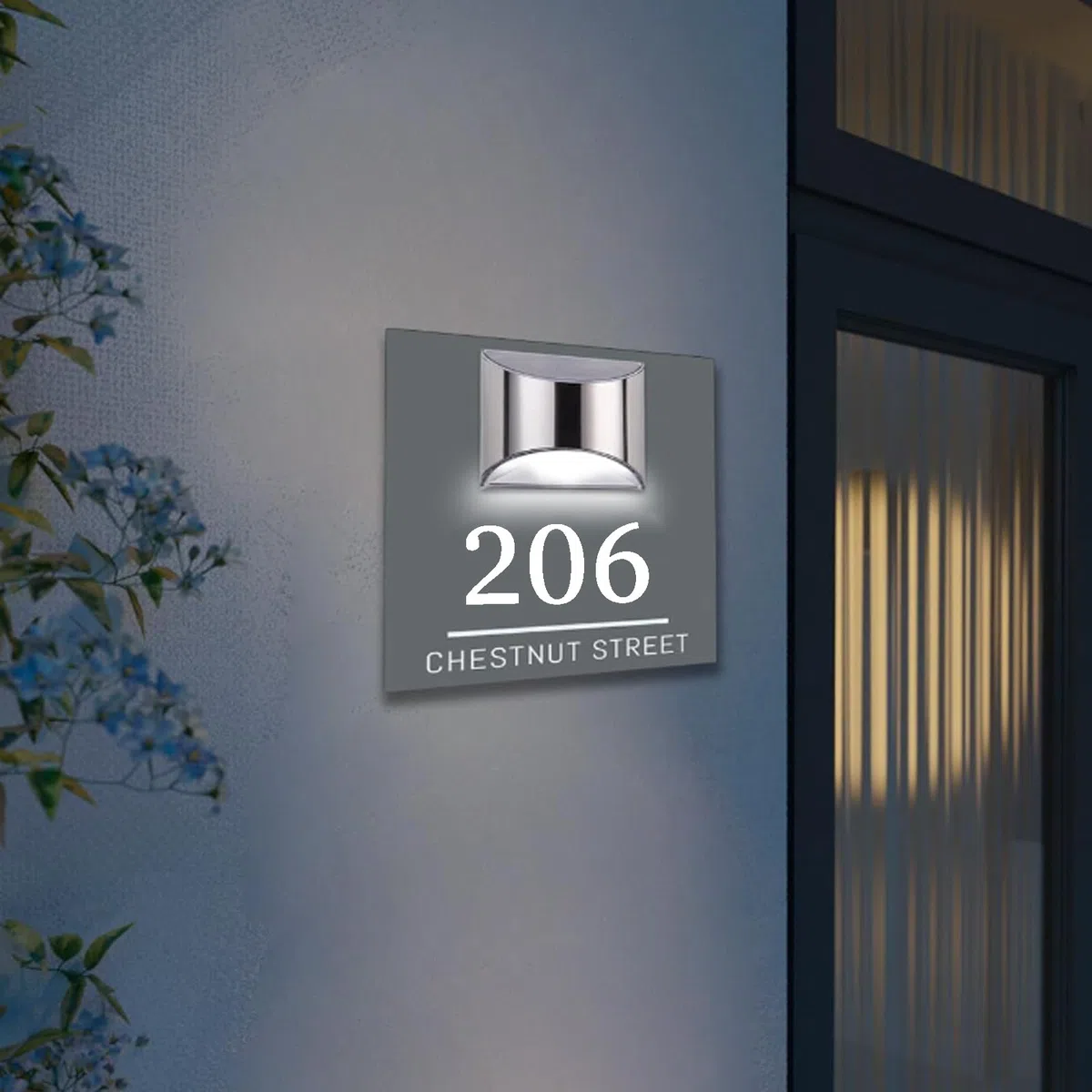 BeNsil Numero Civico Esterno Personalizzato, Personalizzabile con LED Solare,Retroilluminata,Numeri Civici,Indirizzo,Numero Civico Esterno Moderno