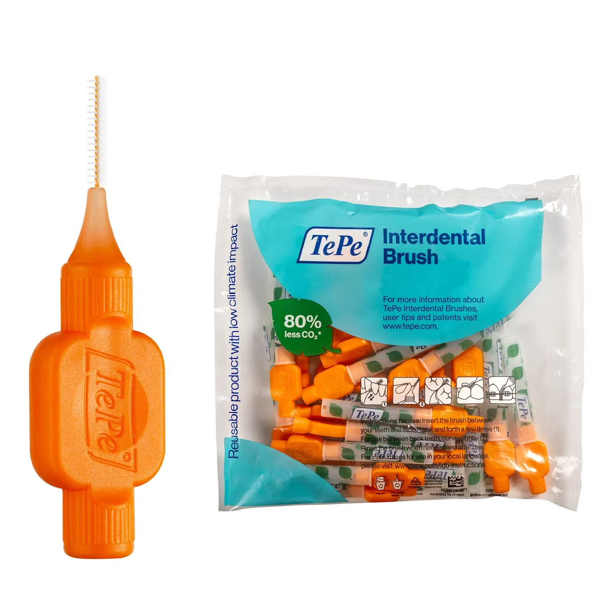 TEPE Original Interdental Brushes 0,45 Mm Orange 25Pcs per make-up professionale, per un’applicazione precisa e uniforme, 0,45 mm