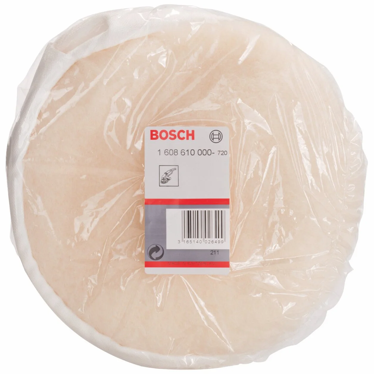 Bosch 1608610000 Cuffia per Lucidatrice in Lana di Agnello, 180 mm