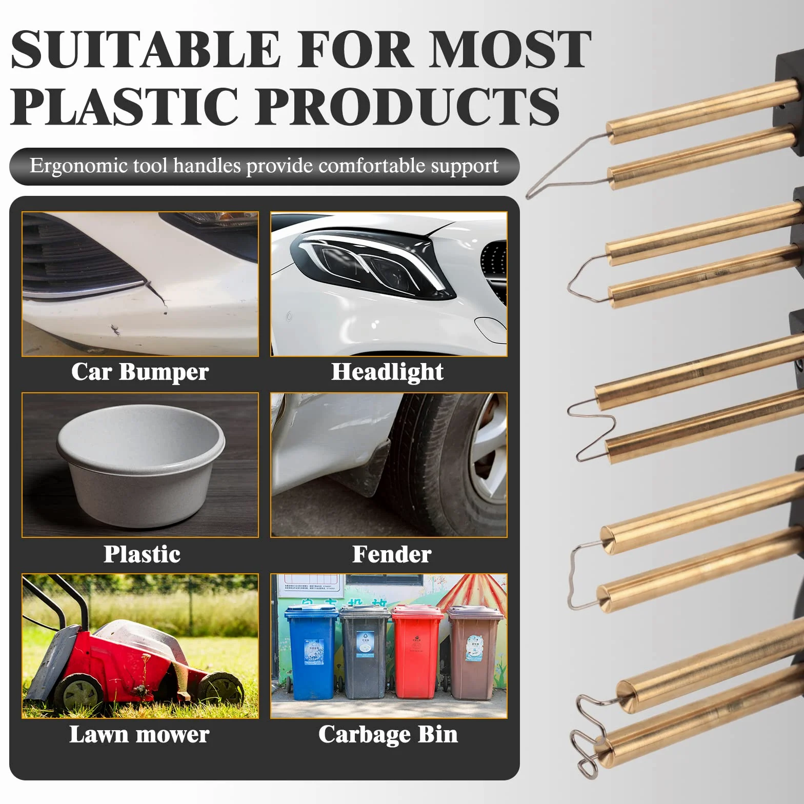 70W Saldatore per Plastica con Graffette, Kit Riparazione Paraurti Auto con 205pcs 5 Tipi Graffette, Saldatura per Riparazione Auto