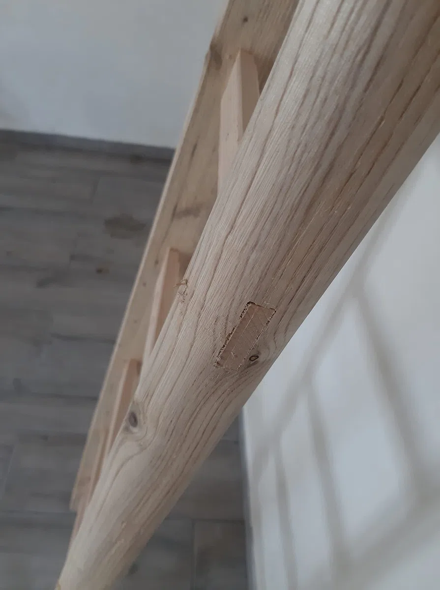 Scala scaletta legno massello a pioli in faggio,per soffitta garage casa (9 pioli cm 200)