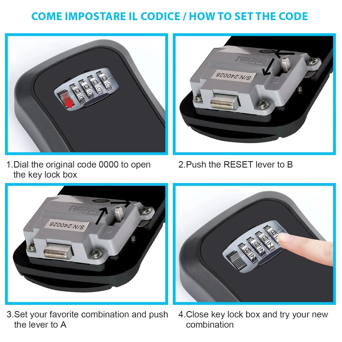 Velamp - Cassetta Chiavi con Codice 4 Cifre IRONGUARD IG008, Cassetta di Sicurezza per Chiavi Resistente alle Intemperie, Key Box Sicuro, Cassaforte Portachiavi da Parete Per Casa Garage B&B - Nero