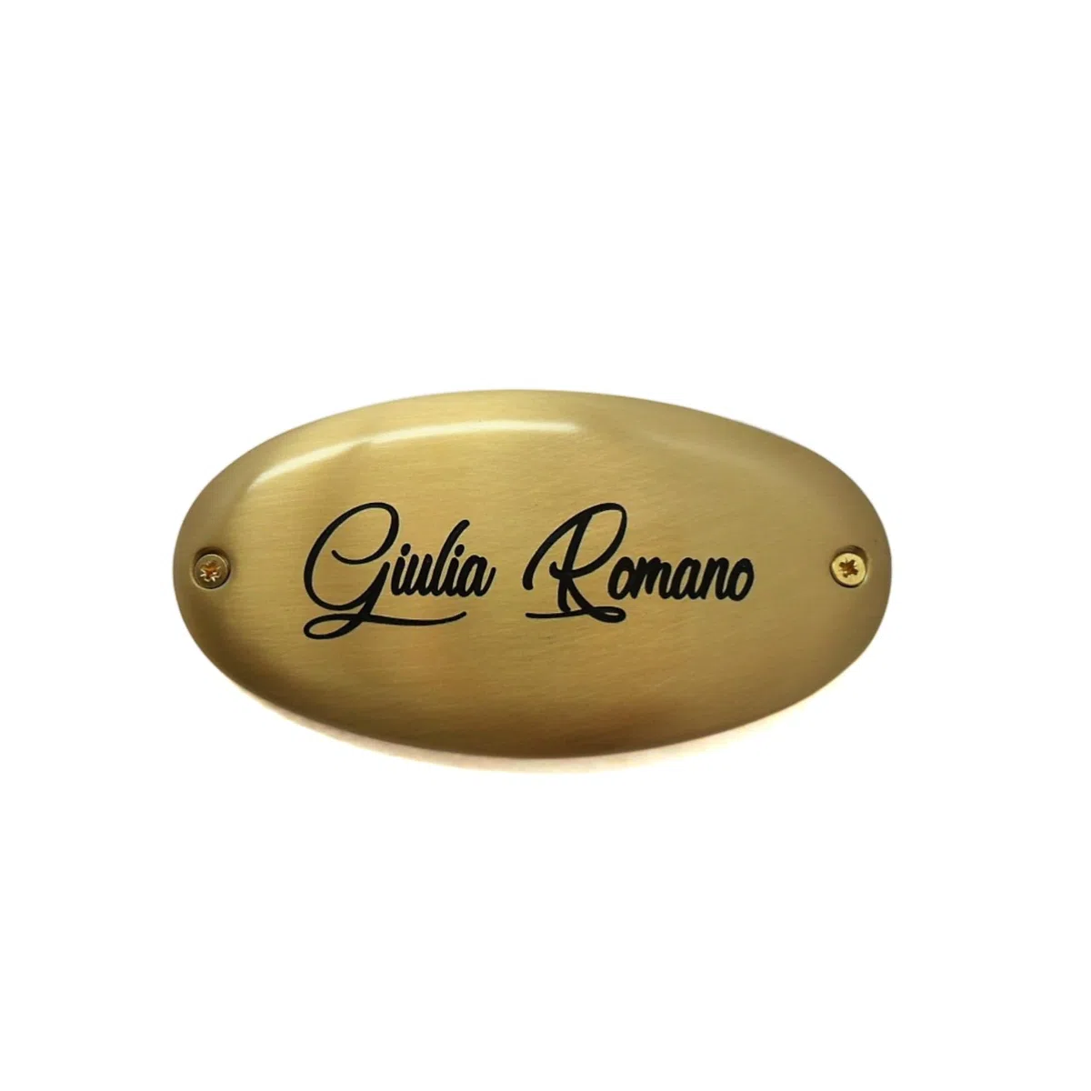 LenCon Incisioni Targa Ovale in Ottone Finitura Lucida 12x6 cm Personalizzata per Porta Ingresso Casa e Ufficio | Ideale per Numeri Civici, Nomi, Studio Professionale