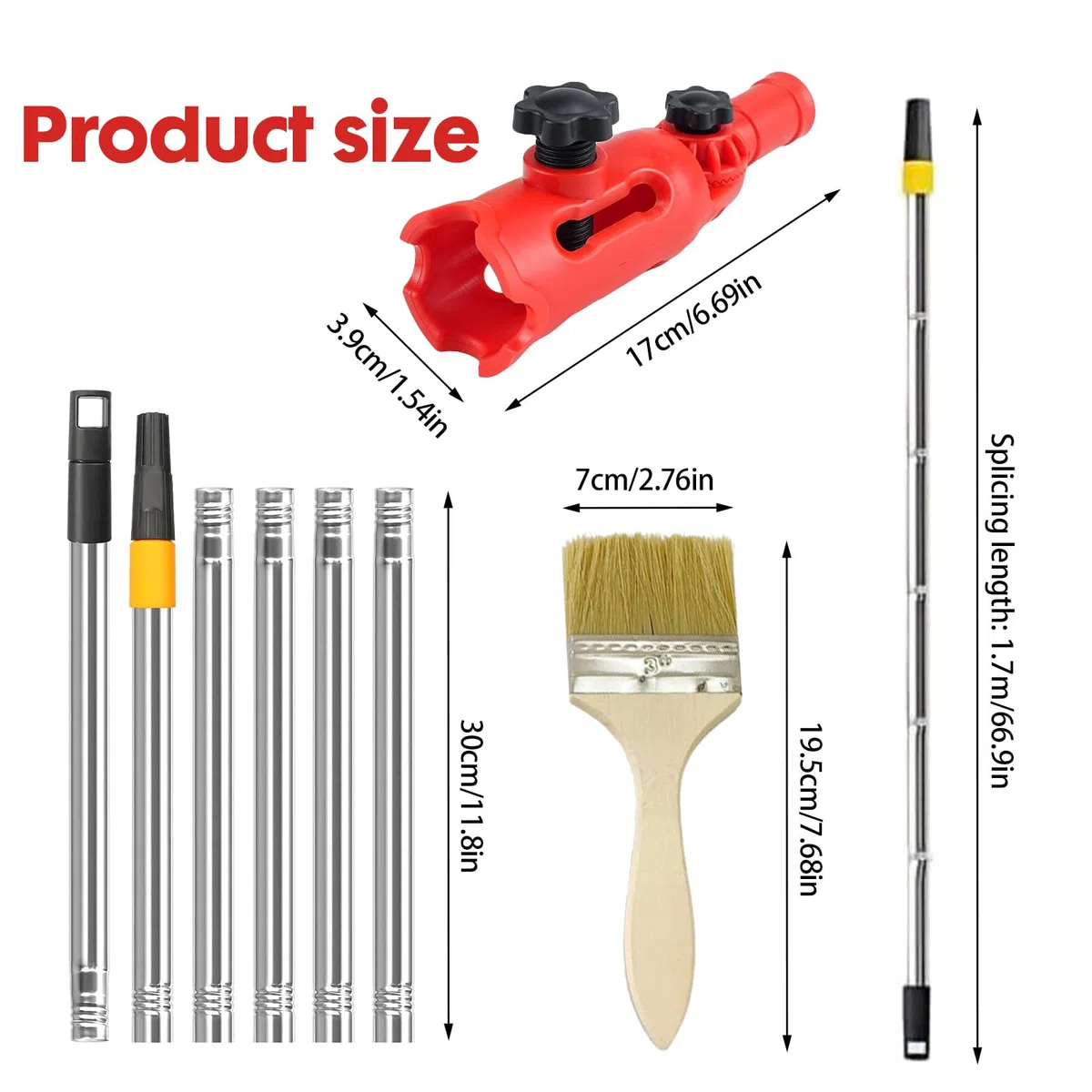 Estensione del pennello multiangolo, estensione del pennello colorato, Multi Angle Paint Brush Extende, rullo di prolunga retrattile per soffitti alti, pareti ornamentali e angoli