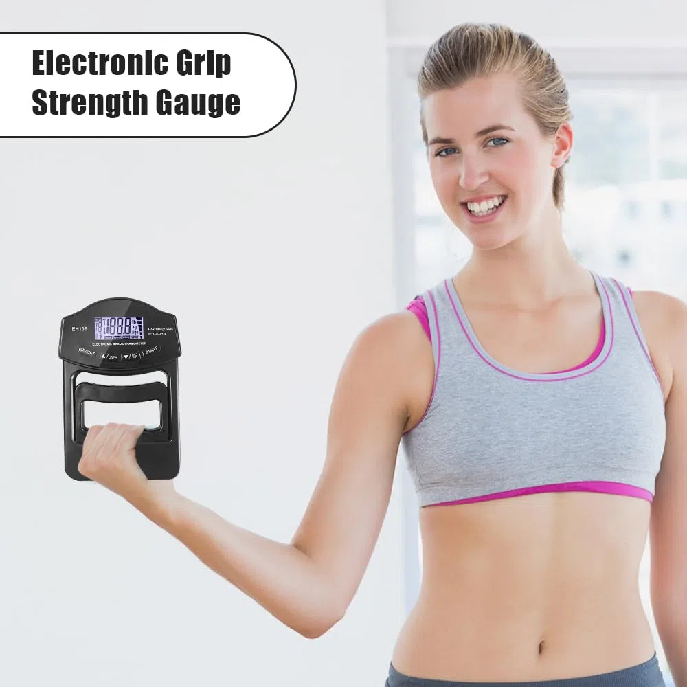 Dinamometro Elettronico a Mano, 396lb/180Kg Digitale a Mano Dinamometro Grip, Misurazione della Forza della Presa Digitale, Grande schermo a LED con cavo di ricarica USB