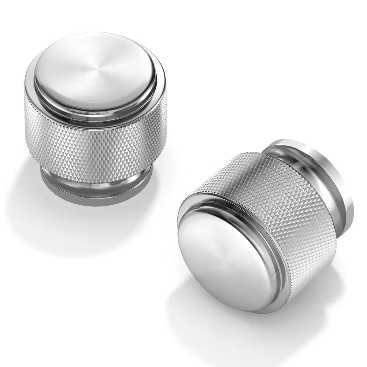 FURNIWARE 10 Pezzi Pomelli per Mobili in Nichel Spazzolato, Pomelli per Cassetti in Argento con Scanalature, Pomelli per Cucina Diametro 25mm, Pomelli per Armadio Pomello Tondo, Comò per Armadi