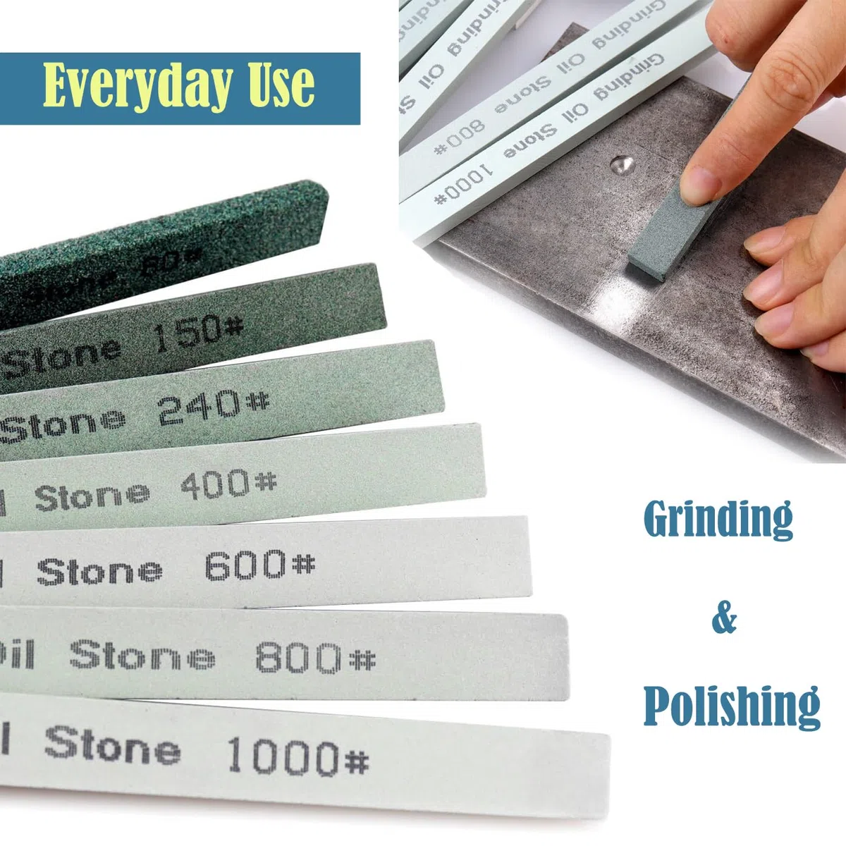 Set di pietre per affilare, 7pcs coltello Whetstone Set - 80# 150# 240# 400# 600# 800# 1000# (5.9x0.47x0.24Inch)