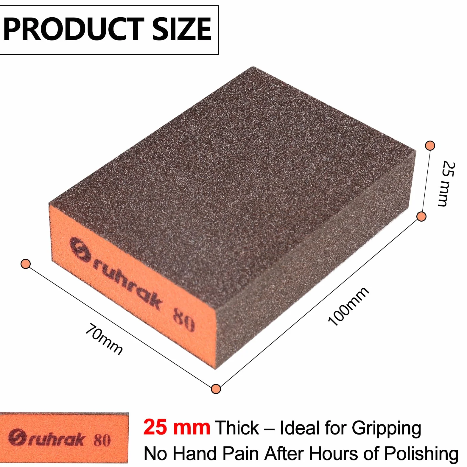 Blocco Abrasivo 12 Pezzi Spugne Abrasive Dure, Grana 220 Tamponi Abrasivi Riutilizzabili Bagnati e Asciutti per Legno, Plastica, Cartongesso e Metallo Polis