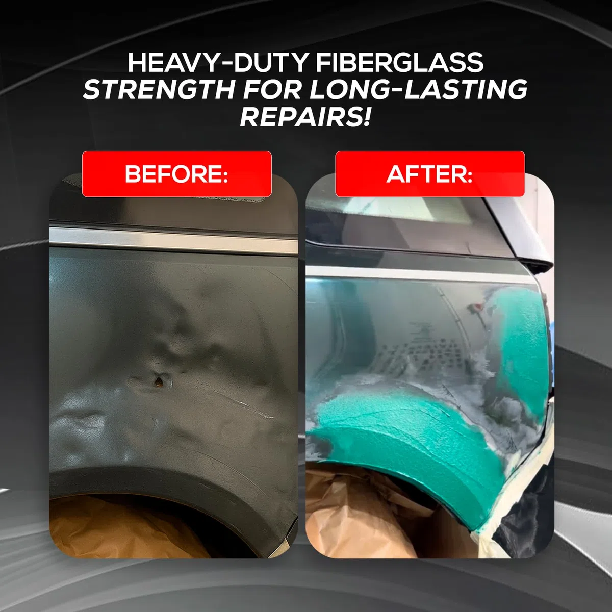 Stucco vetroresina con indurente 1,5 KG KMK | Rinforzato con fibre di vetro | Professionale per carrozzeria