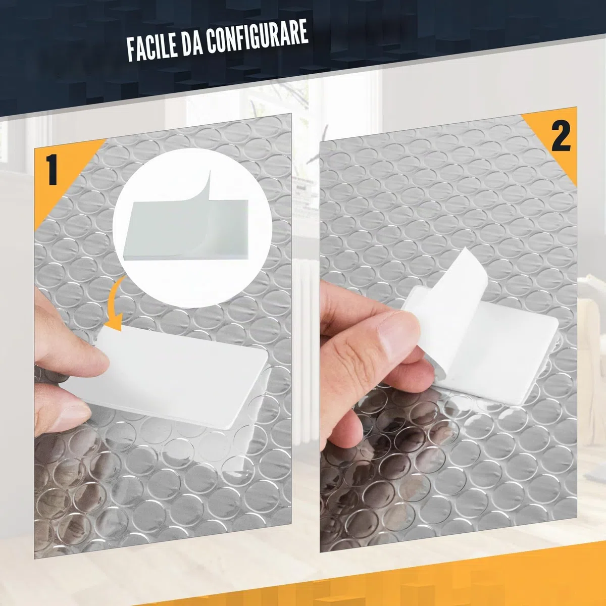 Foglio Riflettore Radiatore - Pannelli Riflettori Radiatore per Casa 5m x 60cm, 3mm Spessore Foglio Termoriflettente Isolante Termoriflettente con Cuscinetto Adesivo, Foglio Radiatore a Bolle