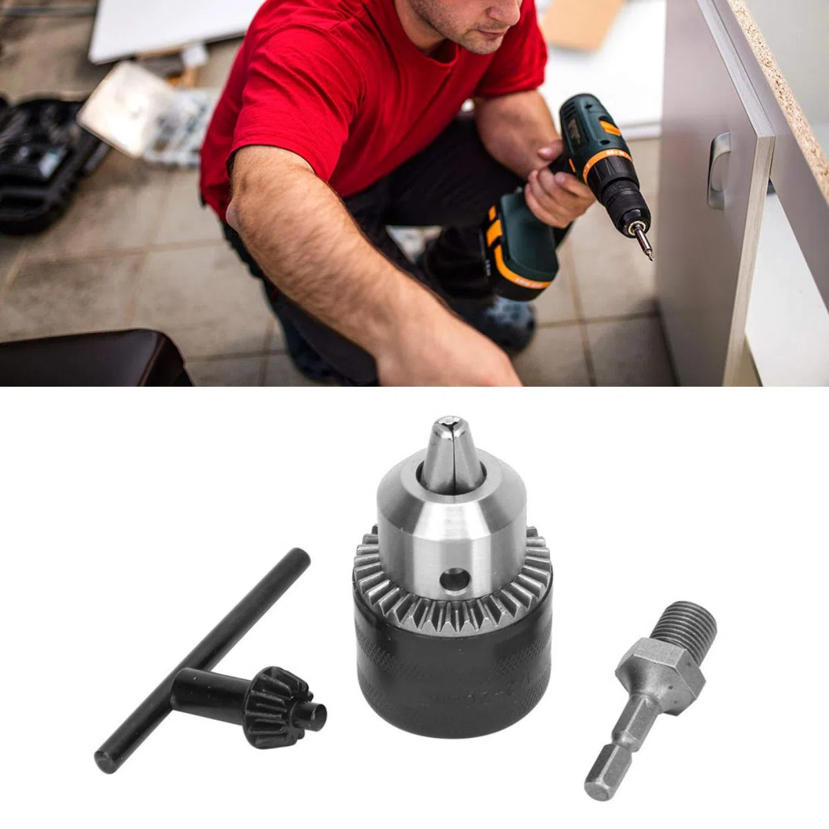con stabilità Struttura interamente in metallo 1/2-20UNF Mandrino per trapano Mandrino per trapano con attacco esagonale da 1/4 Mandrino per trapano a pinza Premium 1.5-13MM per industria