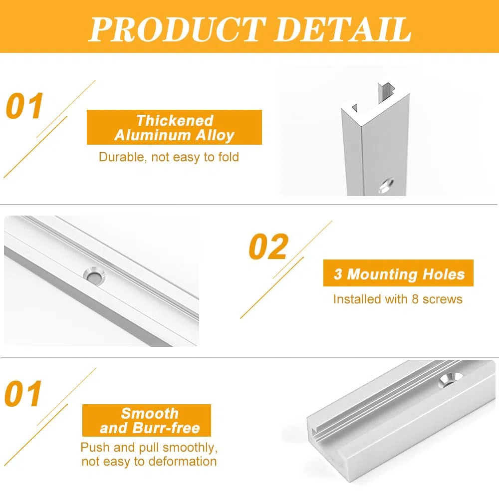2 Pezzi T Track Alluminio 400MM Profile T Track Binari a T Metrici per Router Table Saw per Falegname con 2 Cursori M6, 2 Cursori M8, 8 Viti, 1 Cacciavite