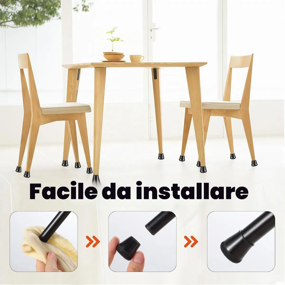 PAEFIU 40 Pezzi Gommini per Sedie Nero, Feltrini per Sedie Rotondi Ispessito, 21-30MM Tappi per Sedie Elastiche per Protezione i Pavimenti da Graffi e Rumori (Media, Nero)