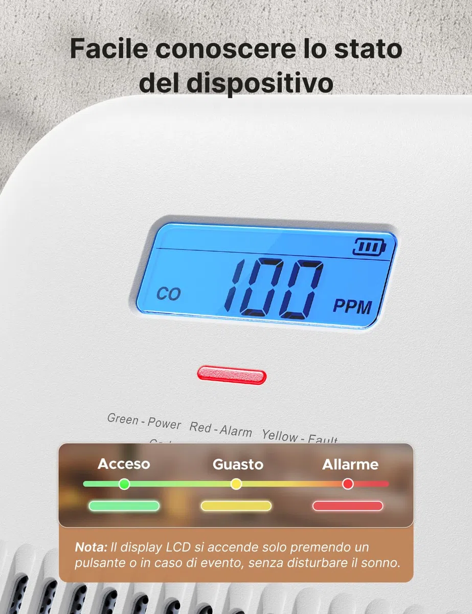 X-Sense Rilevatore di Monossido di Carbonio portatile, 10 anni di durata con batteria integrata, allarme con indicatori LED e display LCD, sensore indipendente, XC0K-SN