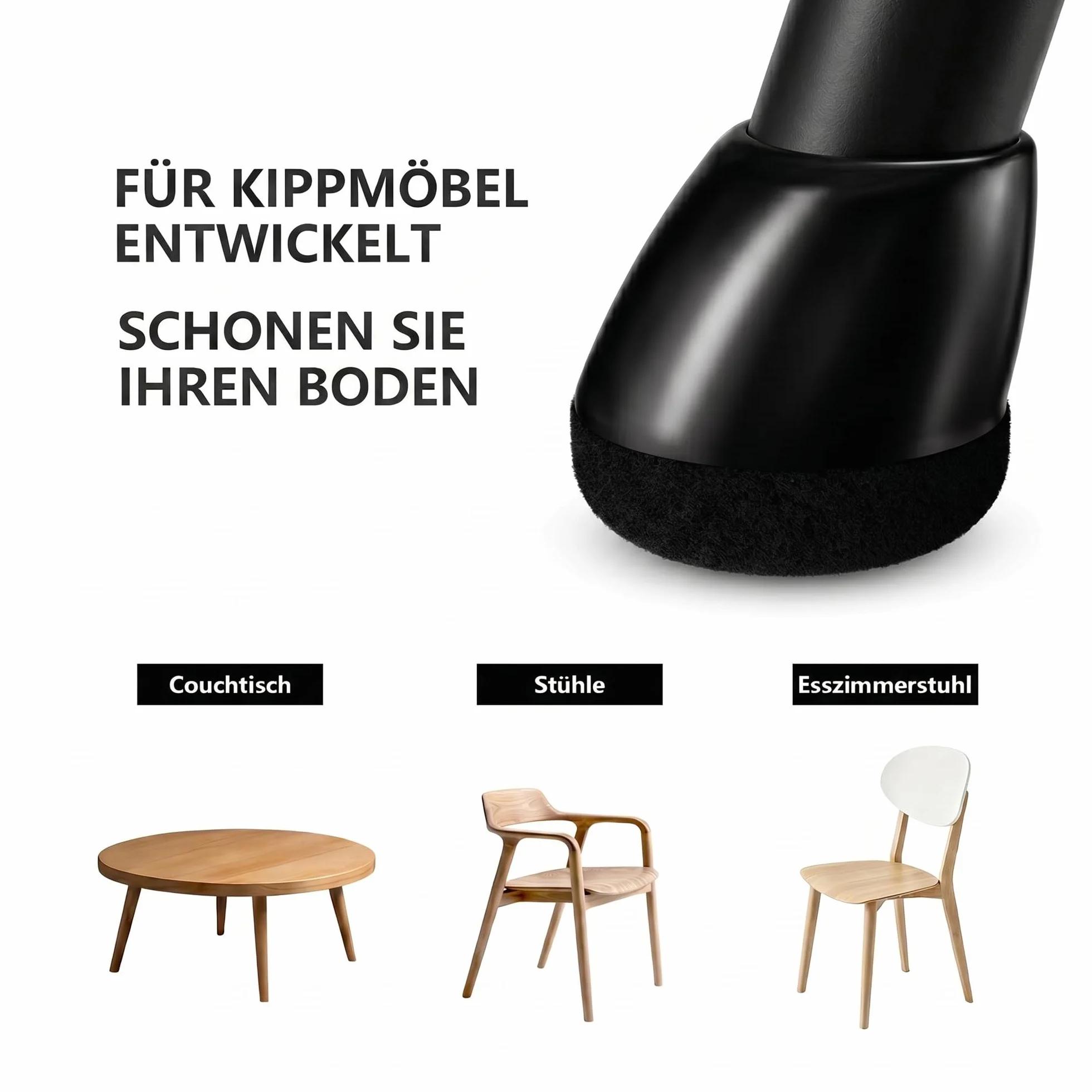 TOPESCT 24 Pezzi Gommini per Sedie Rotondi e Feltrini Sedie in Silicone per Gambe Inclinate 15-25 Gradi, Diametro 20-25 mm, Piedini con Fondo Spessore 5 mm, nero（M Fit:20-25mm）