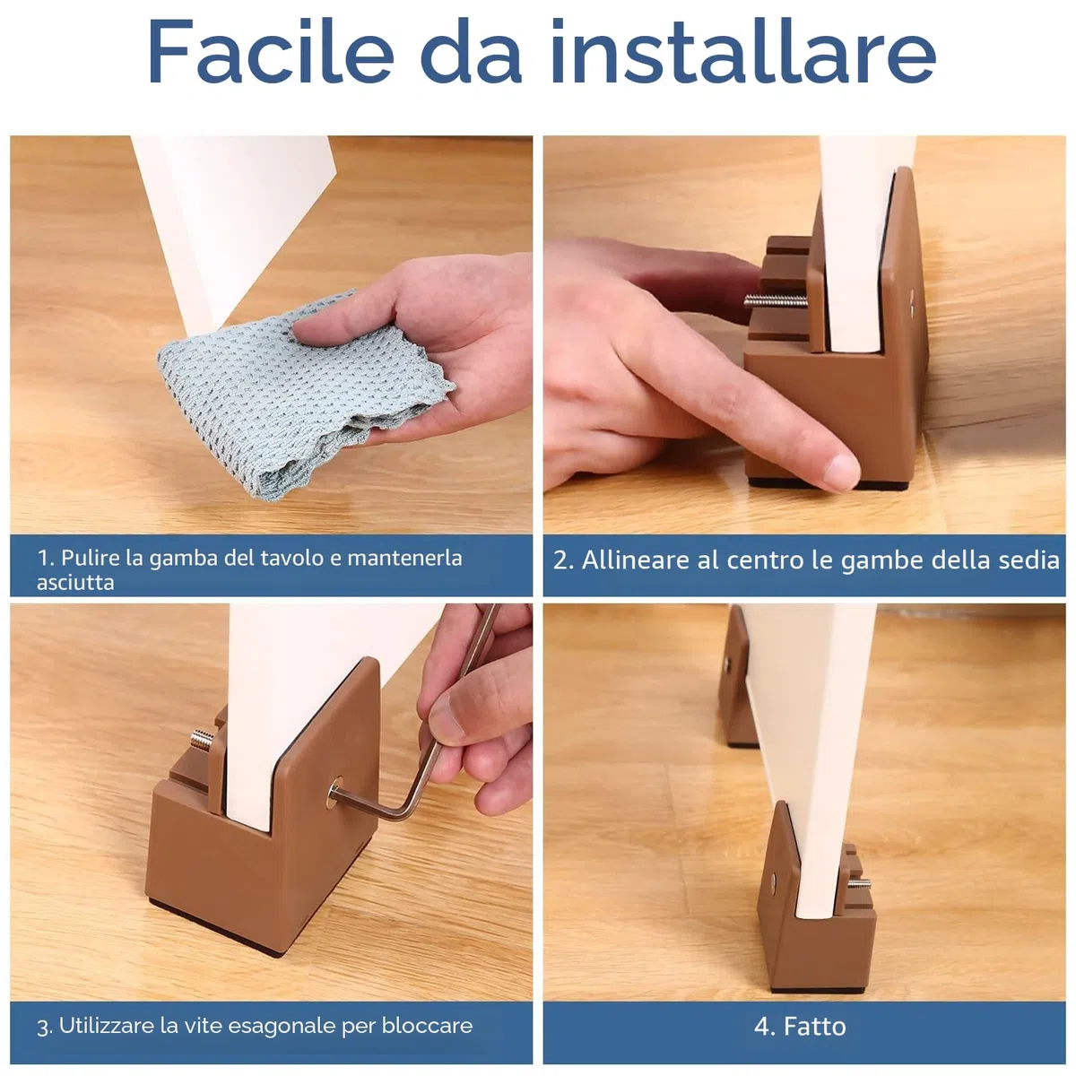 Ezprotekt Alzate per Letto e Mobili Regolabili con Morsetto a Vite, 10,2 cm per Tavoli da Divano per Impieghi Pesanti, per Gambe della Sedia Quadrate/Rotonde con Diametro da 0'' a 1,5'