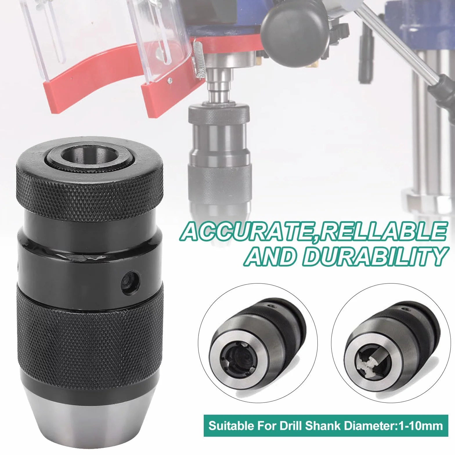 Acciaio Mandrino Trapano, Mandrino per Trapano, Mandrino Autoserrante per MT2 -B16 MK2 da 1-16mm, Mandrino a Colonna con Pergolato per Trapano Tornio