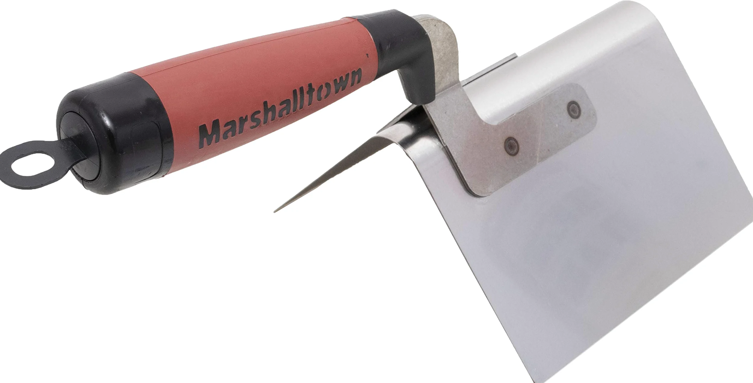 Frattazzo ad angolo esterno Marshalltown Bullnose con manico DuraSoft, frattazzo in acciaio inox, per muratori a secco e stuccatori, dimensioni: 127x89 mm