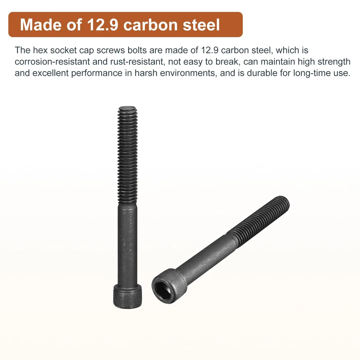 DTGN 3/8-16x3-1/2" (DxH) Vite a Testa Esagonale con Presa a Incavo - 10pz - Viti a Testa Esagonale in Acciaio al Carbonio 12.9 a Testa Tonda - Nero