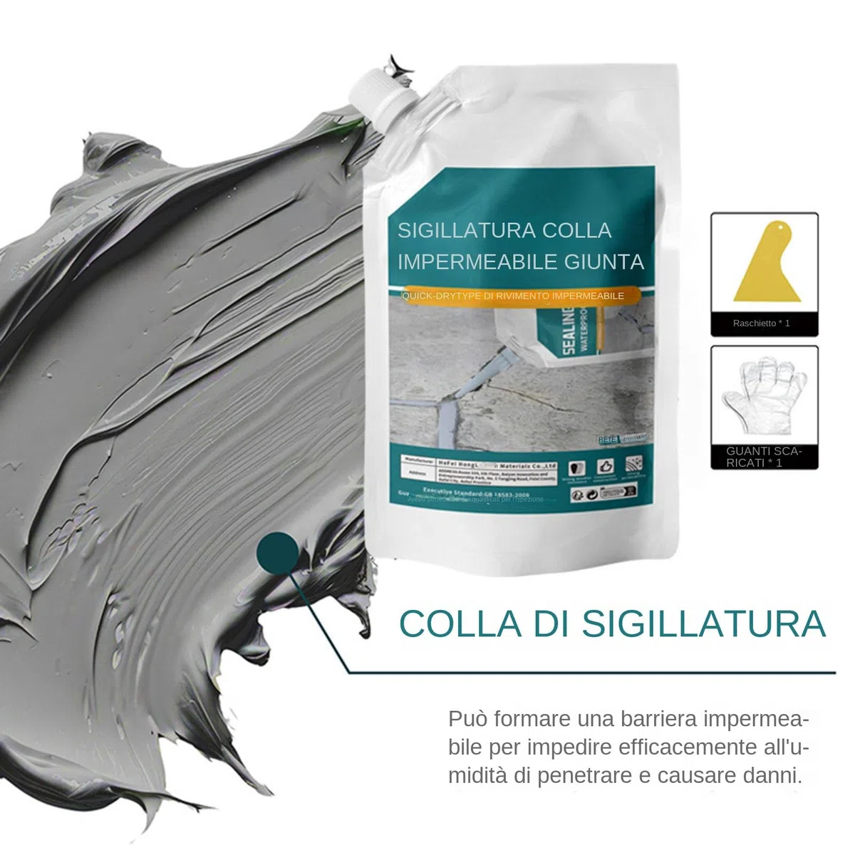 Riempitivo Per Crepe In Calcestruzzo,Sigillante Per La Riparazione Di Crack In Cemento,500Ml Di Sigillante Per Riparazioni,Colla Calacciatura Impermeabile,Colla Per Calafataggio Ad Asciugatura Rapida