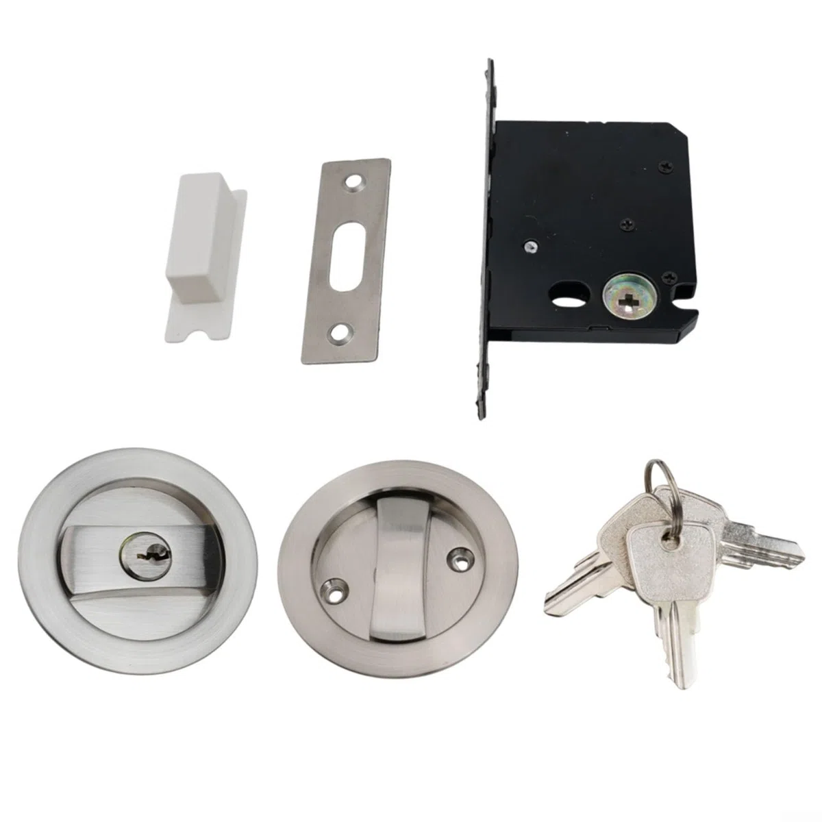 Kit hardware per serratura interna con gancio singolo sistema di blocco con 3 chiavi per porte scorrevoli porte da cucina porte balconi