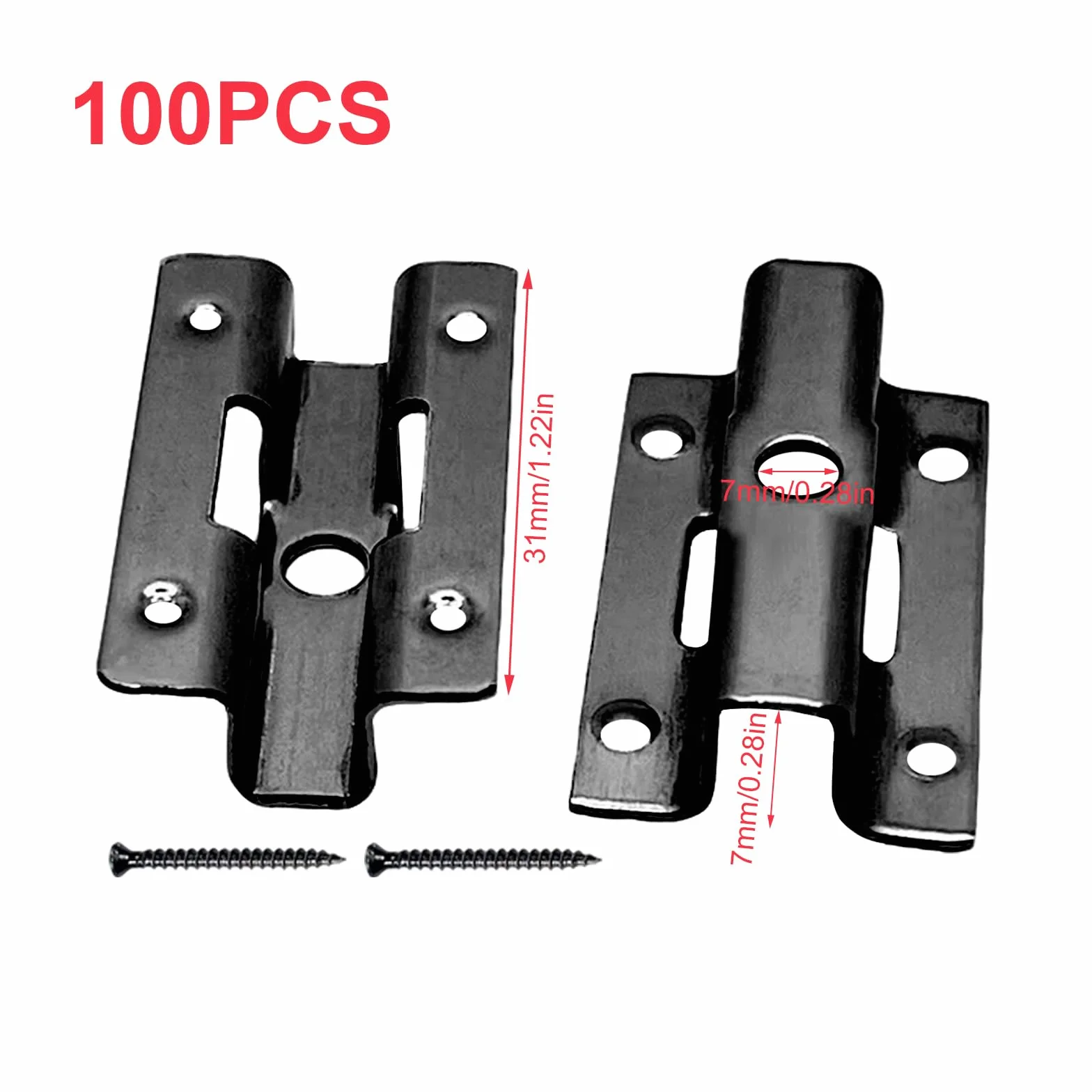 100 pezzi, clip di fissaggio in acciaio inox per pavimentazione in WPC, clip per assi in WPC, fissaggio invisibile per terrazza con viti per assi WPC, clip a T, fissaggio nascosto (nero 7 mm)