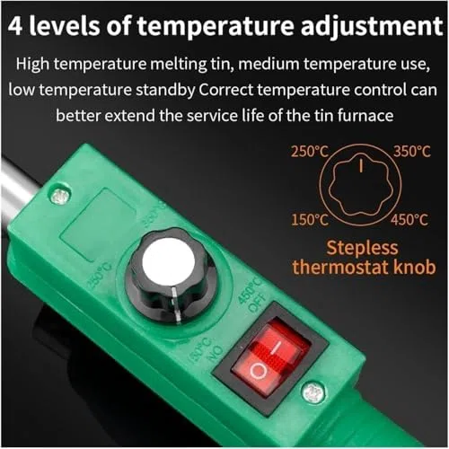 Crogiolo per Saldatura, Forno Elettrico per Saldatura Portatile da 420 W, Crogiolo Manuale in Metallo per Fusione del Piombo con Manico, Crogiolo in Peltro con Stagno per Saldatura da 1100 G